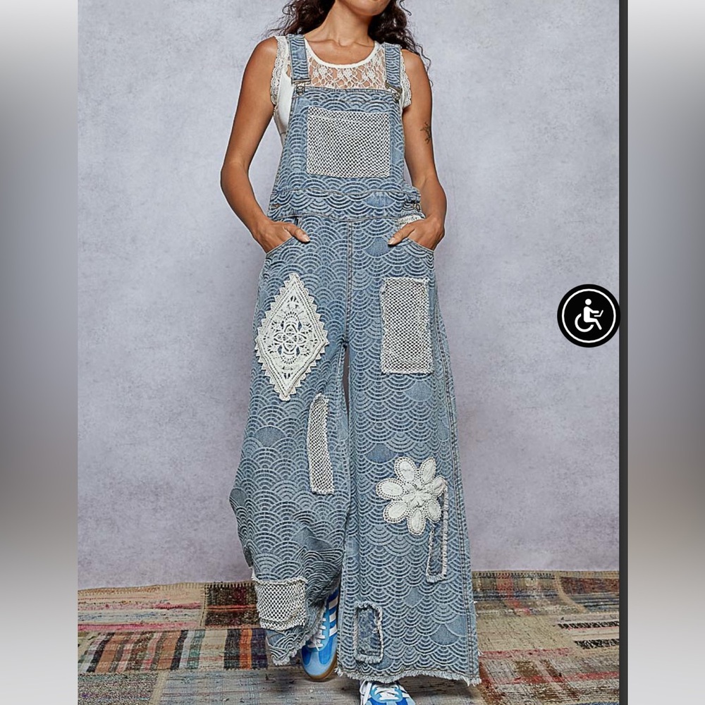 POL Denim Printed Overalls